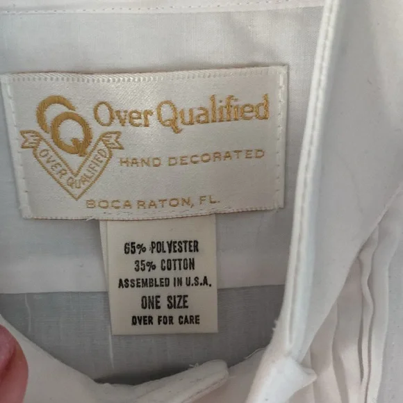 Vintage 90’s Overqualified men’s embellished black blazer tuxedo shirt L - Picture 6 of 9